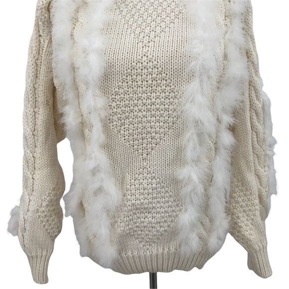Loop Di Loop Boho Cream Thick Knit Feathered Sweater - Picture 8 of 12